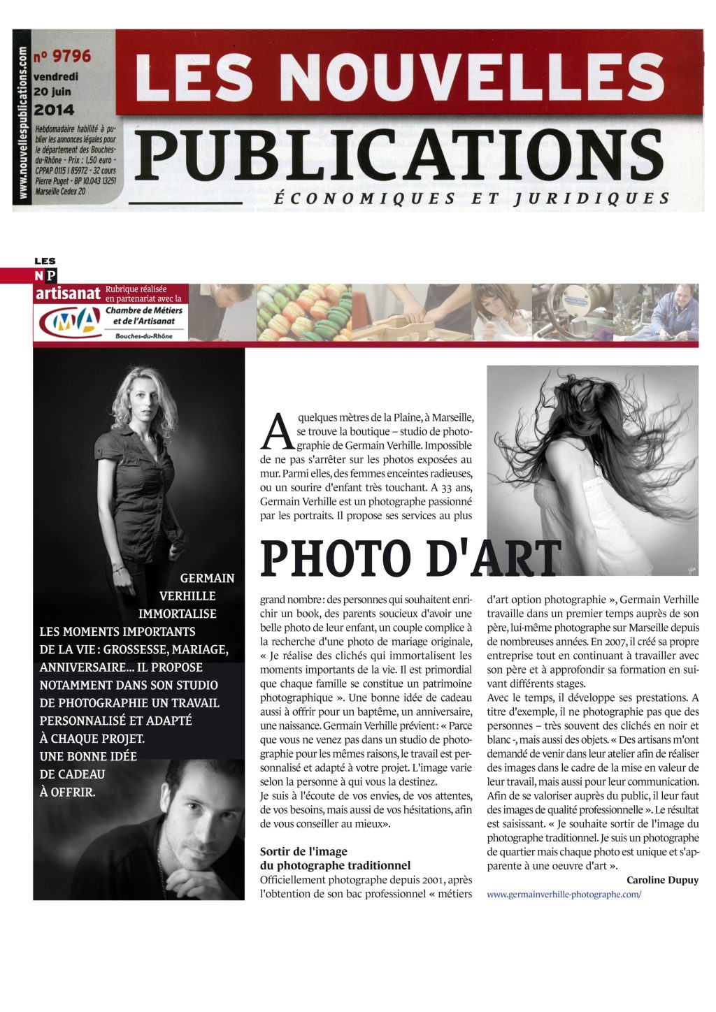 Ils parlent de moi - presse - les nouvelles publications - Photographe Marseille Germain Verhille